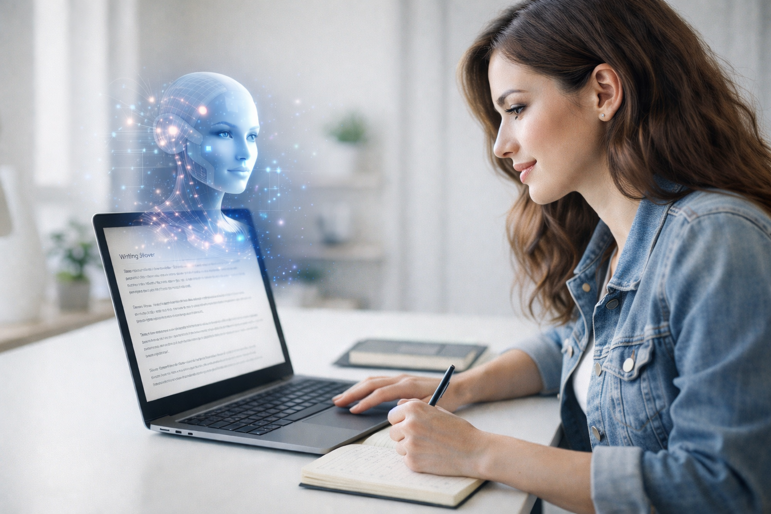Escritor trabajando con IA